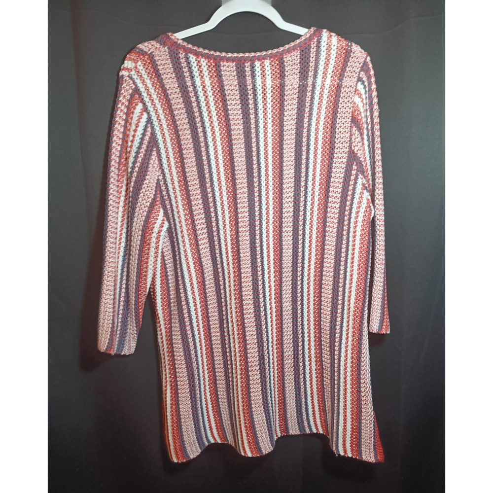 Soft Surroundings Striped Pullover Sweater Red White Blue Knit Women’s XL Cozy - Picture 2 of 4